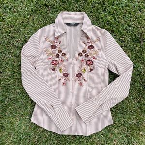 Express Women Stretch V- Neck Long Sleeve